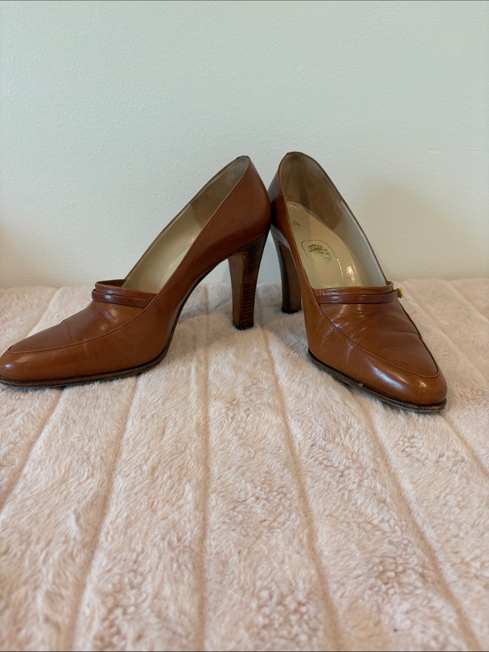 Vintage Leather High Heel Pumps in Brown - Classic Women's Dress Shoes
